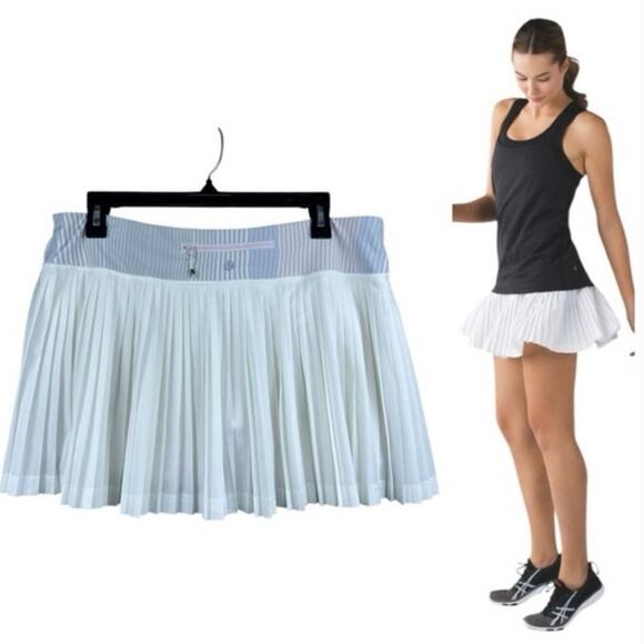 Lululemon Pleat to Street Striped Waistband Mid-Rise Skort White Women's Size 10 - Picture 1 of 7